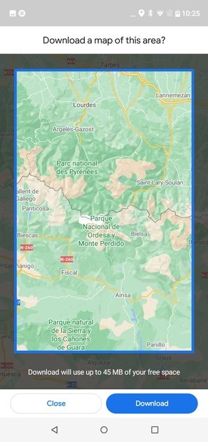 Confirm the region of the map to download