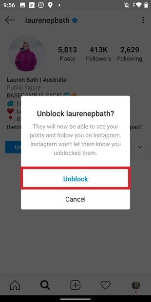 Confirm the unblocking