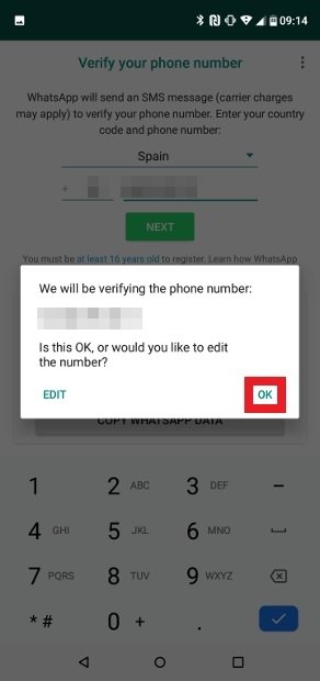Confirmer le numéro de téléphone