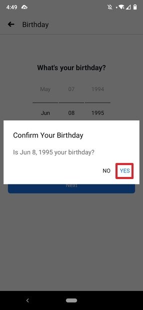 Confirmación de la fecha de nacimiento