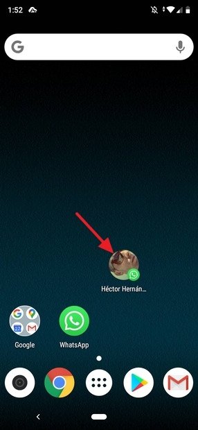 Contact on the home screen