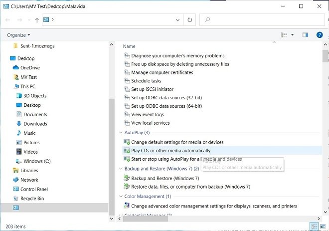 Modo avançado do painel de controle