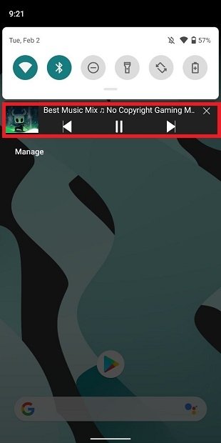 Control the playback from the notifications