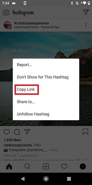 Copier le lien Instagram