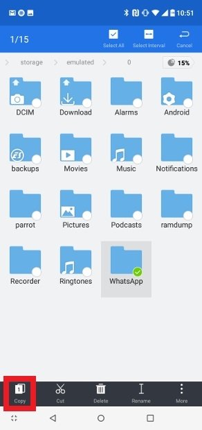 Copia la cartella WhatsApp