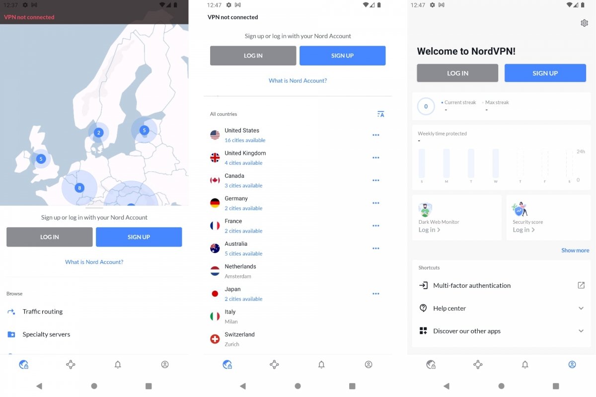 Countries with NordVPN servers