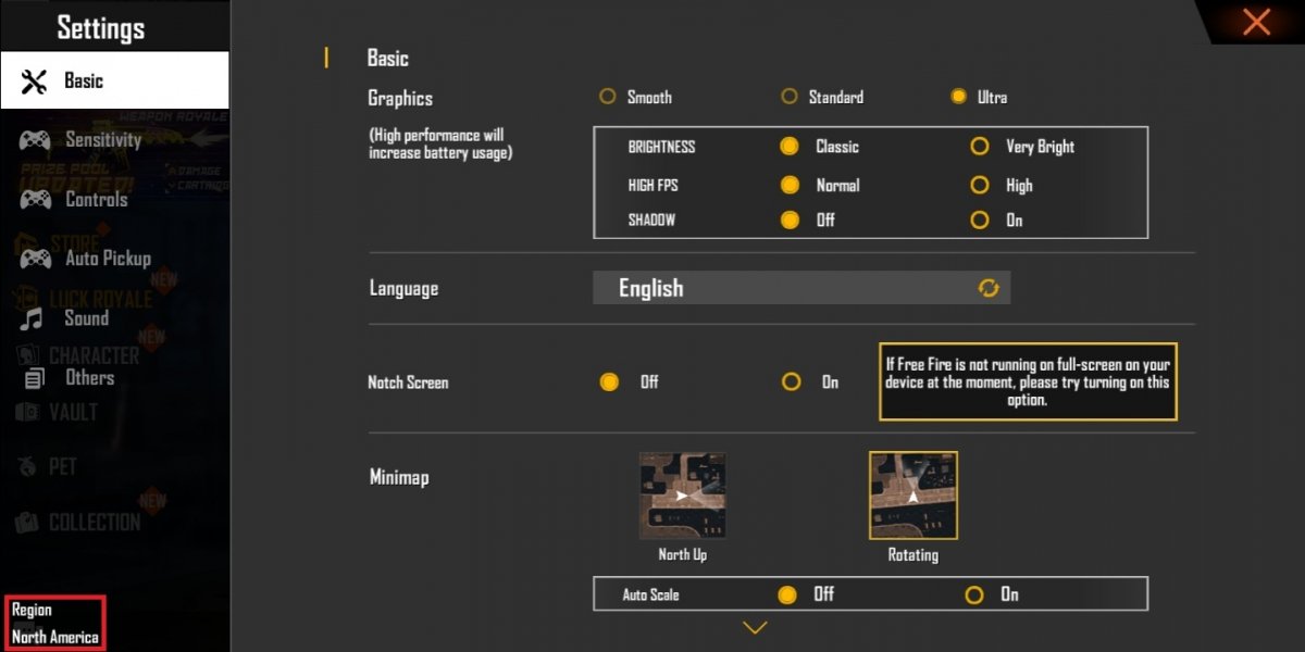 País cambiado en Garena Free Fire