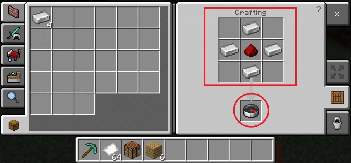 Craftear una brújula en Minecraft