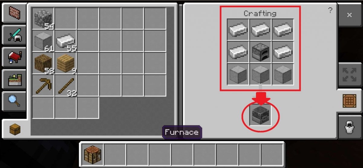 Crafting a blast furnace in Minecraft