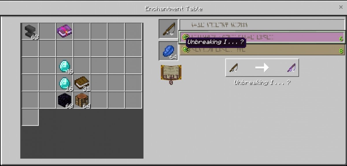 Crafting an enchanted rod on an enchanting table