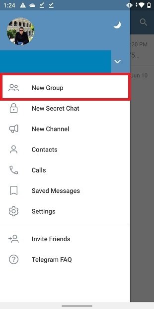 Create a new group in Telegram