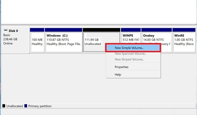 Créer une nouvelle partition