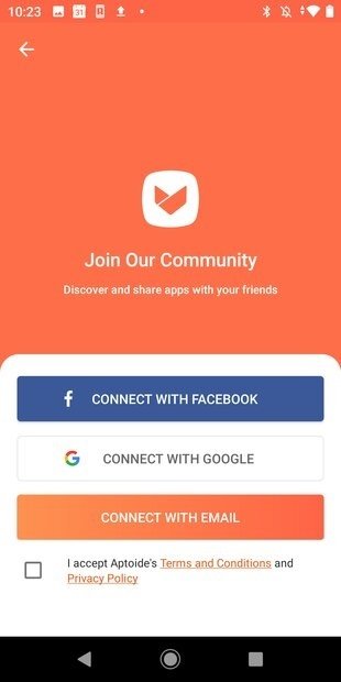 Crear una cuenta en Aptoide