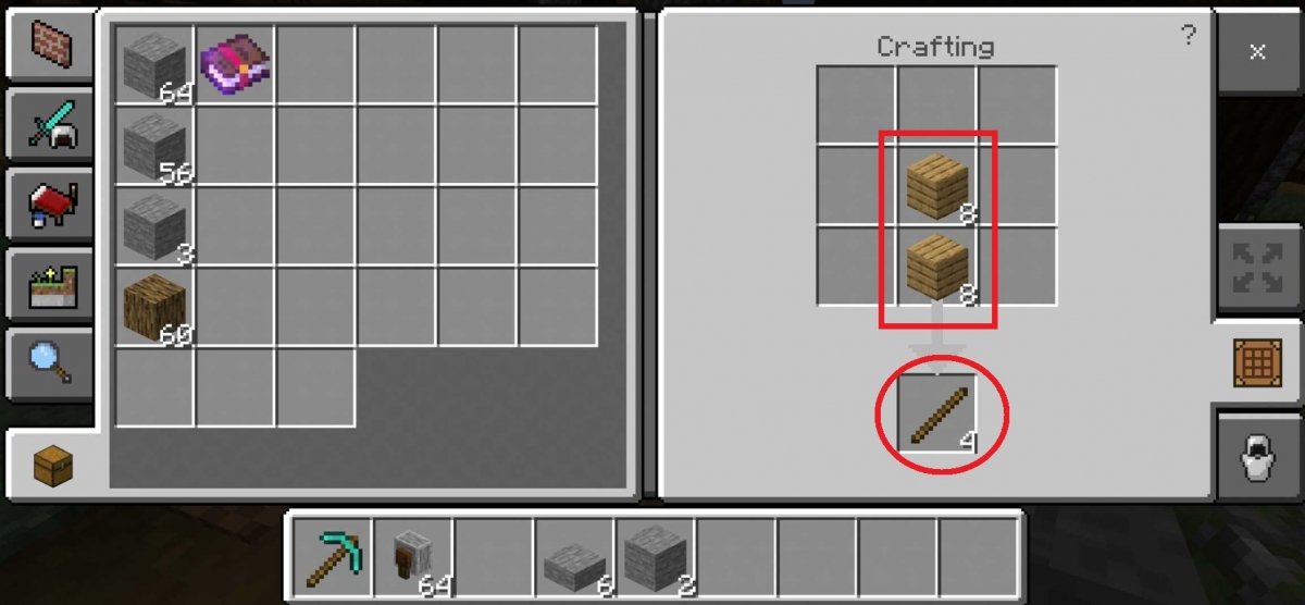 Crea bastoni su Minecraft