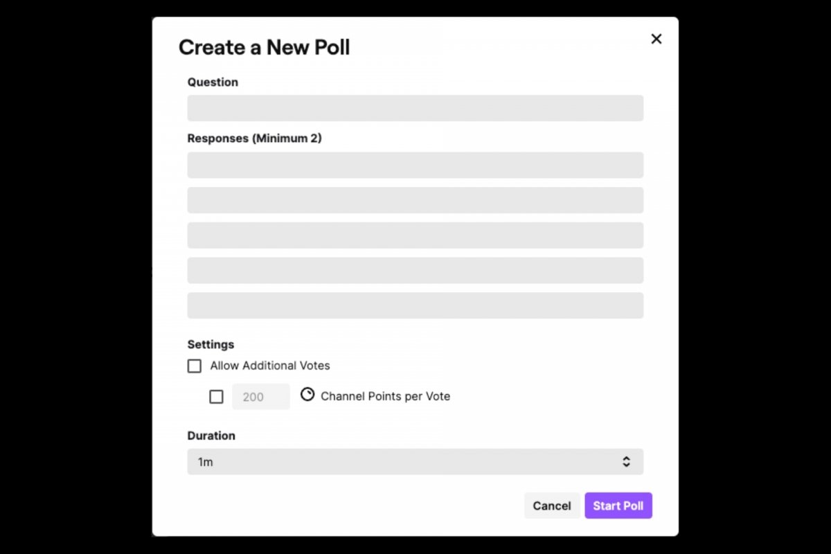 Creating a poll in Twitch