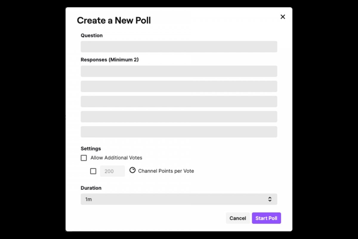 Создайте опрос в Twitch