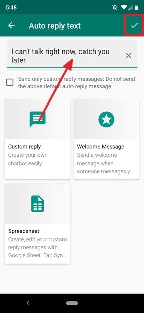 Customized automatic message created