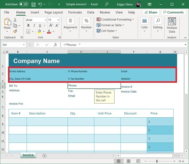 Datos de la empresa que factura