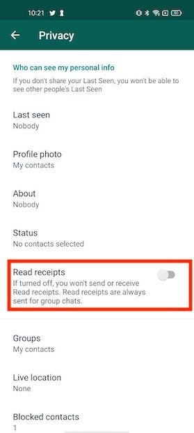 Disable Read Receipts