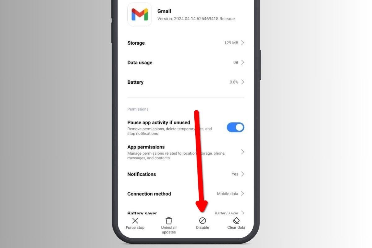 Disabling the Gmail apps is another way to forget about your Google mail on your device