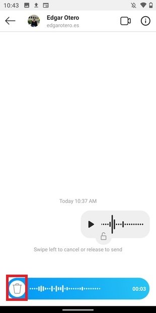 Discarding the voice note