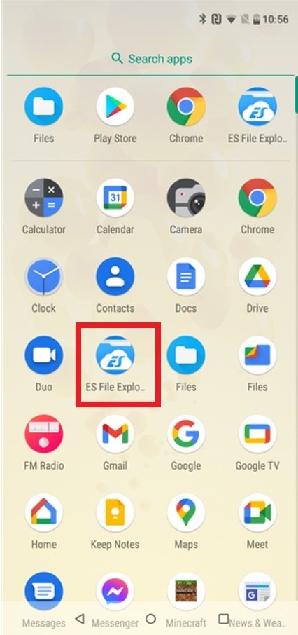 Lade die App ES File Explorer in Android herunter und führe sie aus