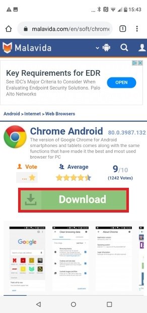 Download Chrome’s APK from Malavida