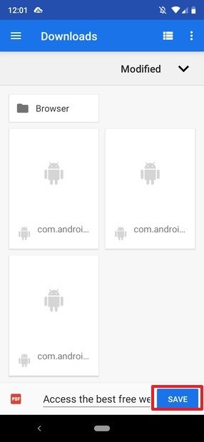 Carpeta de Descargas en el explorador de archivos de Android