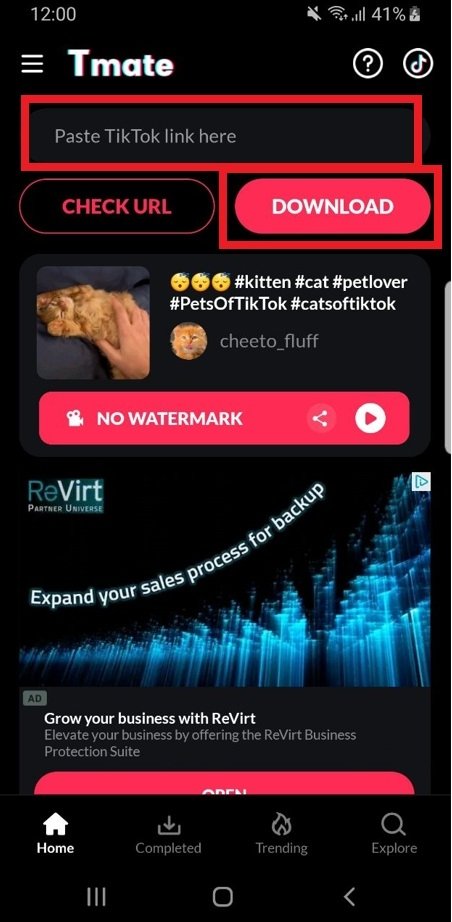 Download the video of your choice using Tmate to remove TikTok’s watermarks