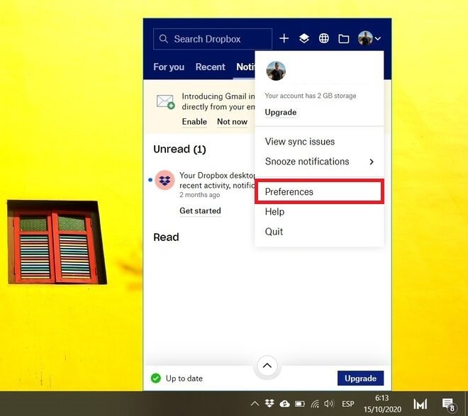 Preferencias de Dropbox