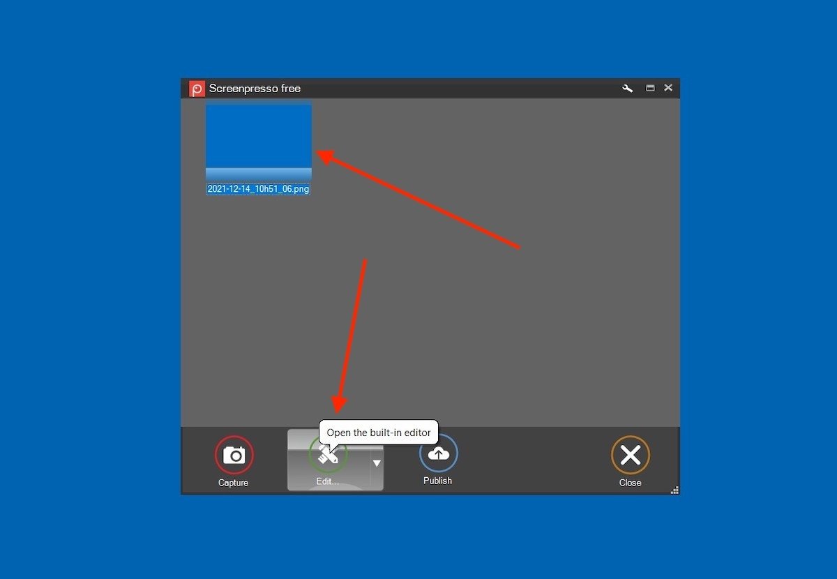 Editar la captura de pantalla en Screenpresso