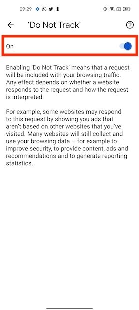 Enable a Do Not Track Request