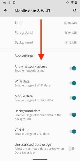 Enable background usage and network access