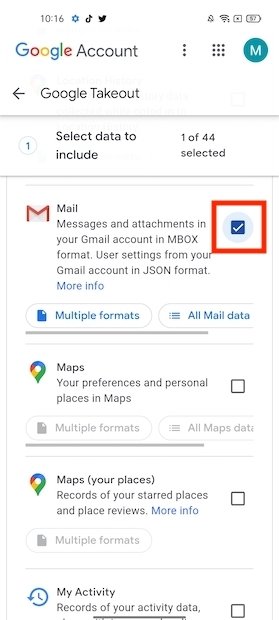 Activar la exportación de Gmail