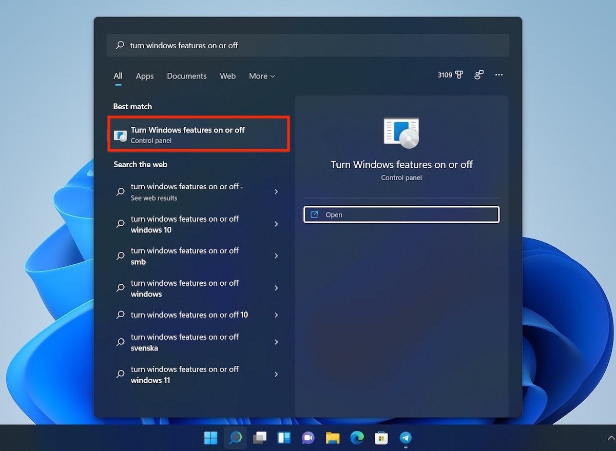 Enable or disable Windows features