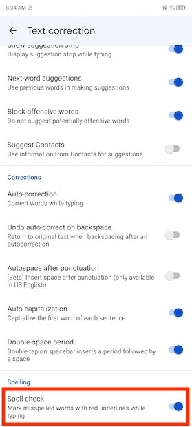 Enable spellchecking in WhatsApp