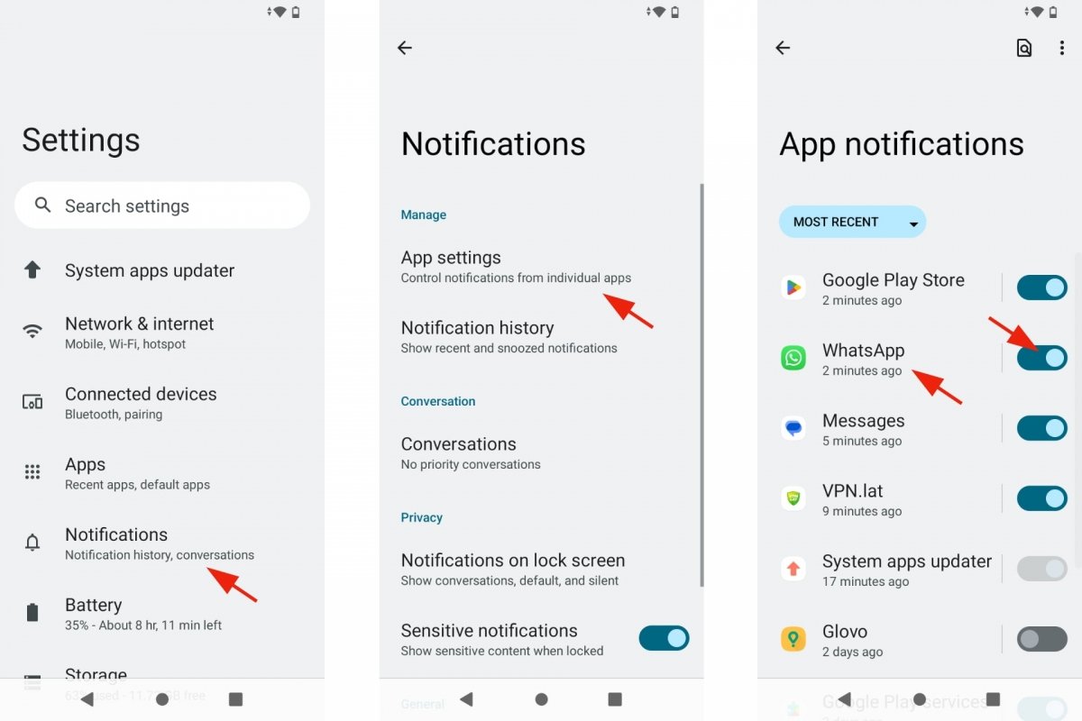 Enable the WhatsApp notifications