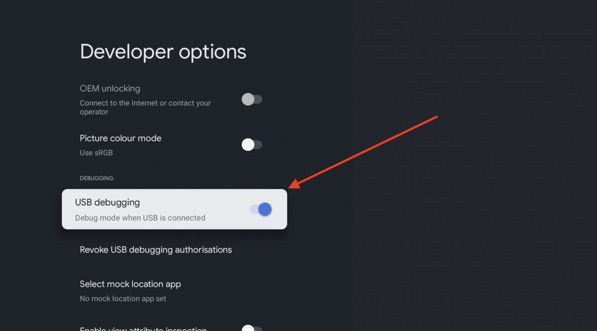 Enabling USB debugging on Android TV