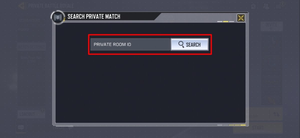Introduce el ID de la partida y toca en Search para meterte en ella