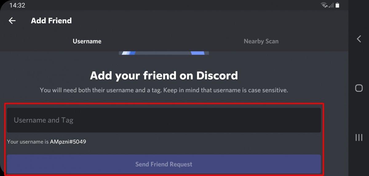 Enter your friend’s Discord Tag and press Send Friend Request