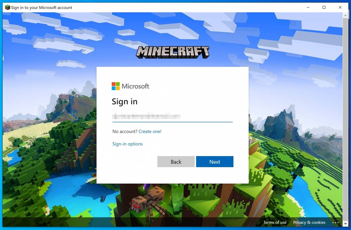 Enter your Microsoft account