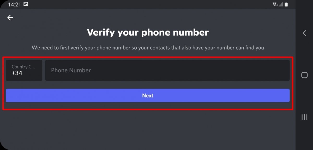 Enter your phone number and press Next