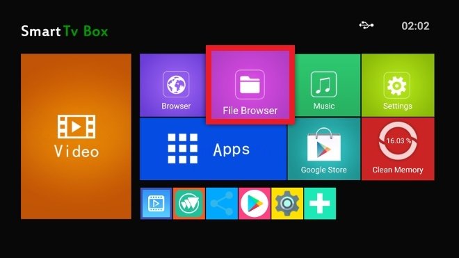 Файловый менеджер на домашнем экране Android TV