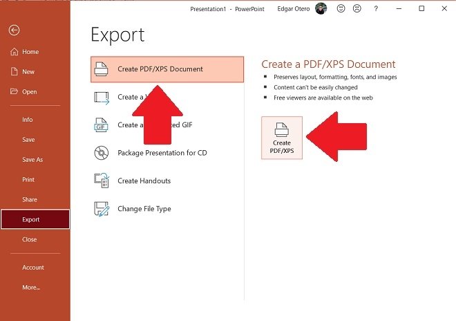 Exportación a PDF