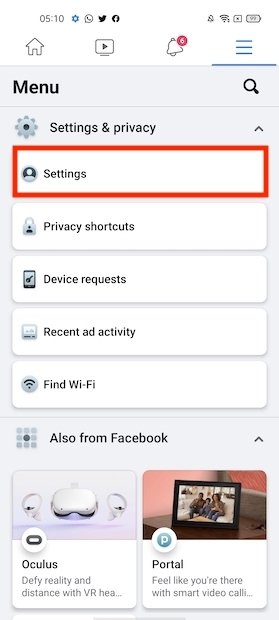 Facebook settings