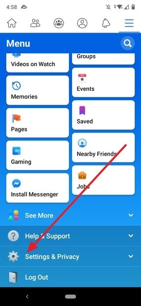 Facebook’s menu