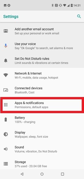Trouve l’option App & notifications