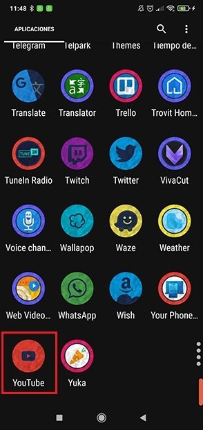 Find YouTube in your app menu