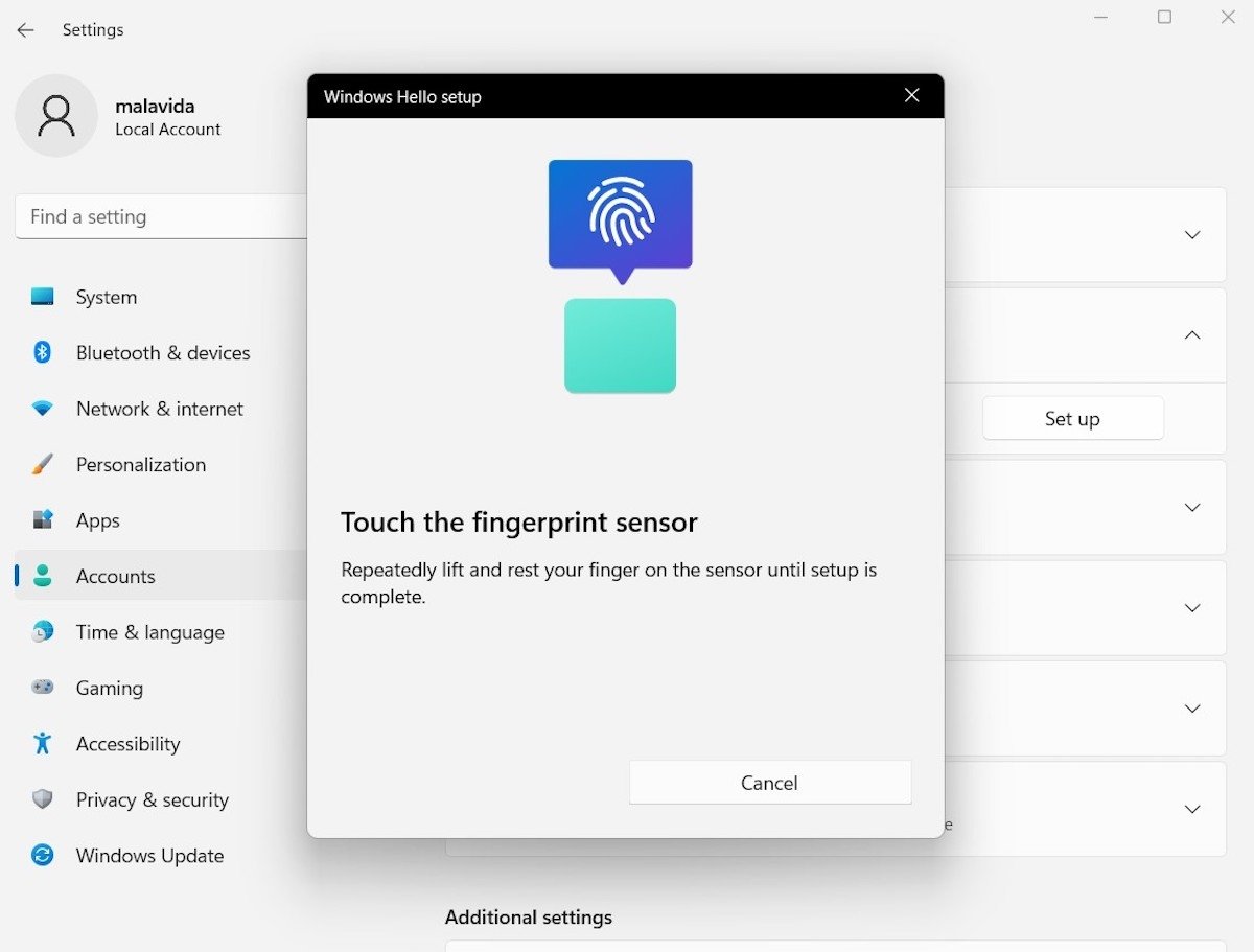 Fingerprint configuration wizard