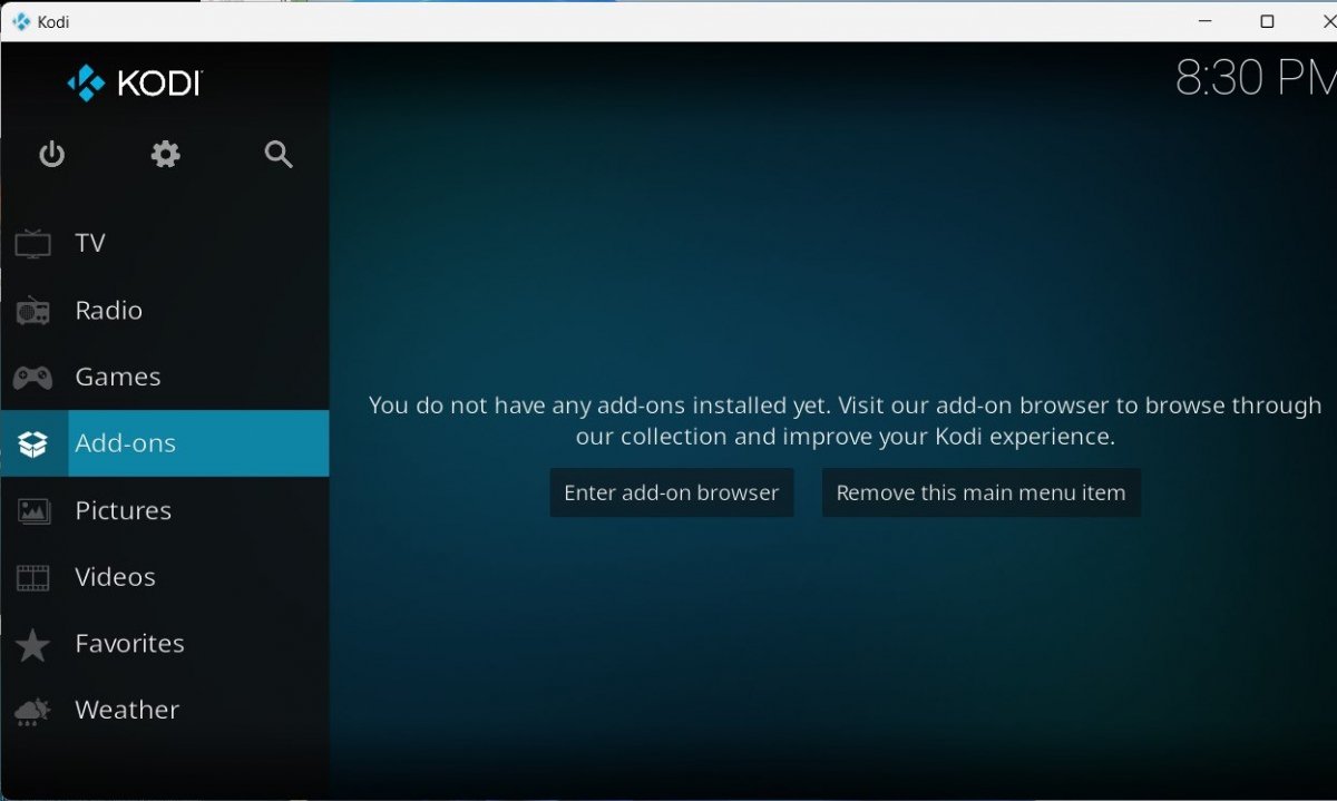 En premier lieu, entrez dans la section des add-ons de Kodi